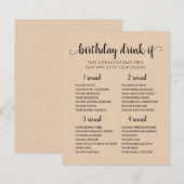 Carte de jeu de boisson pour fête d'anniversaire m (Devant / Derrière)
