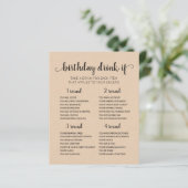 Carte de jeu de boisson pour fête d'anniversaire m (Debout devant)