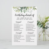 Carte de jeu de boisson pour fête d'anniversaire m (Debout devant)