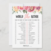Carte de jeu de bridal shower 'Would She Rather' p (Devant)