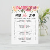 Carte de jeu de bridal shower 'Would She Rather' p (Debout devant)