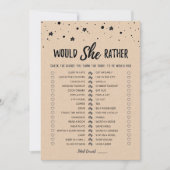 Carte de jeu de bridal shower 'Would She Rather' p (Devant)