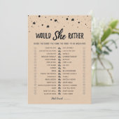 Carte de jeu de bridal shower 'Would She Rather' p (Debout devant)