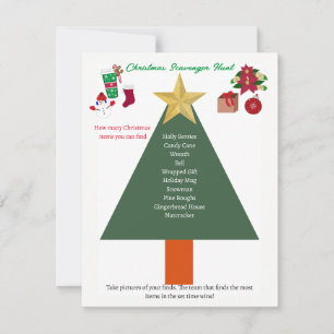 Carte de jeu de chasse au trésor de liste de Noël