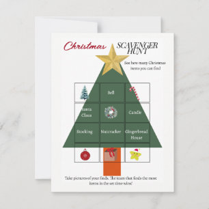 Carte de jeu de chasse au trésor de sapin de Noël