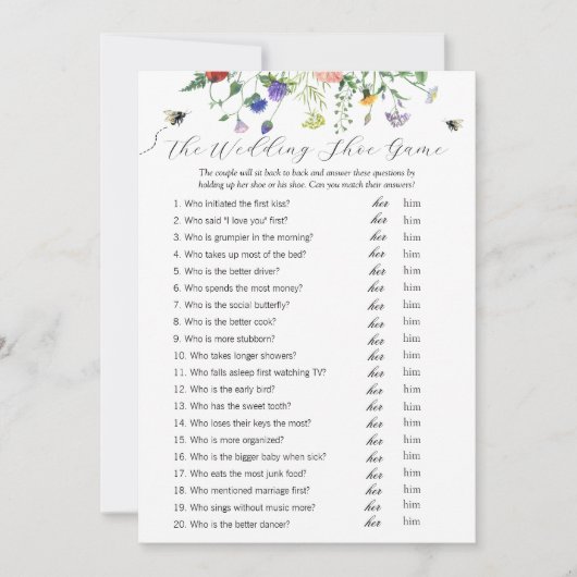 Carte de jeu de chaussure de mariage aux fleurs sa (Devant)