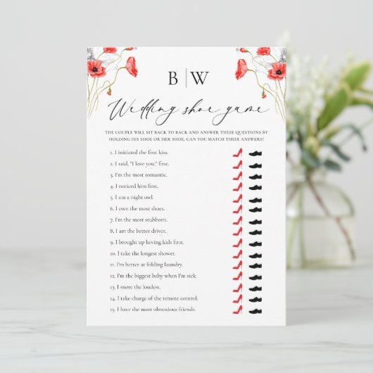 Carte de jeu de chaussure de mariage floral rouge (Debout devant)