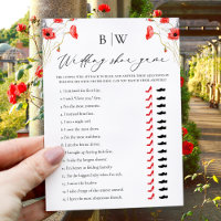 Carte de jeu de chaussure de mariage florale rouge