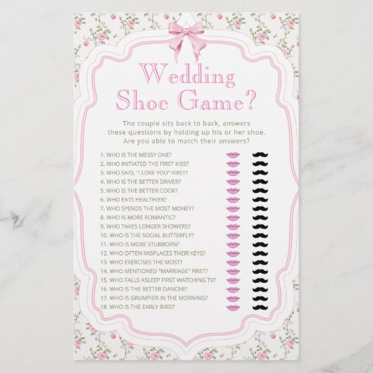 Carte de jeu de chaussures Mariage rose Bow (Devant)