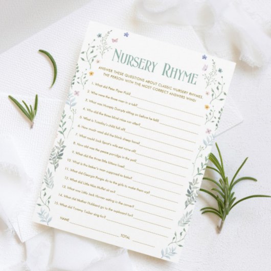 Carte de jeu de comptine pour bébé pour la fête de