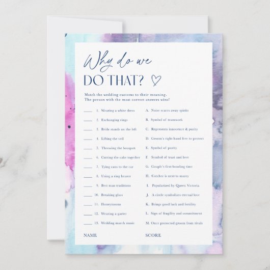 Carte de jeu de coutumes de mariage de douche de m (Devant)