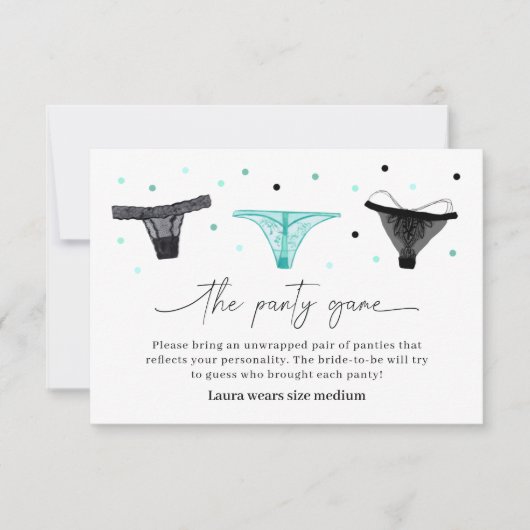 Carte de jeu de culotte pour douche de mariage lin (Devant)