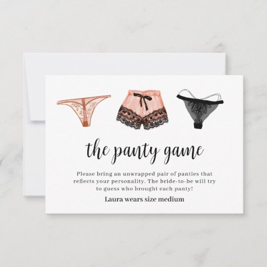 Carte de jeu de culotte pour douche de mariage lin (Devant)