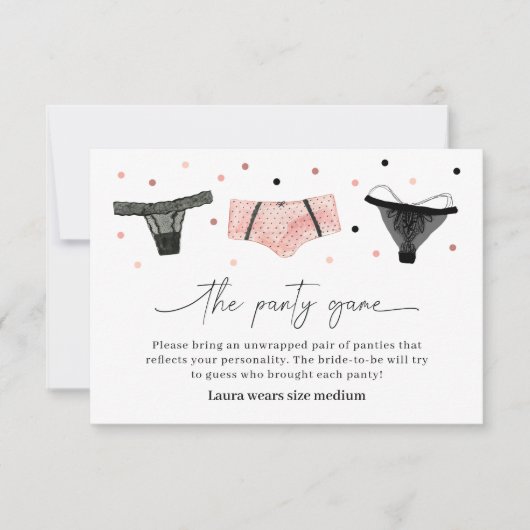 Carte de jeu de culotte pour douche de mariage lin (Devant)