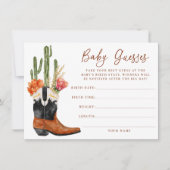 Carte de jeu de devinette bébé Bottes Western Aqua (Devant)