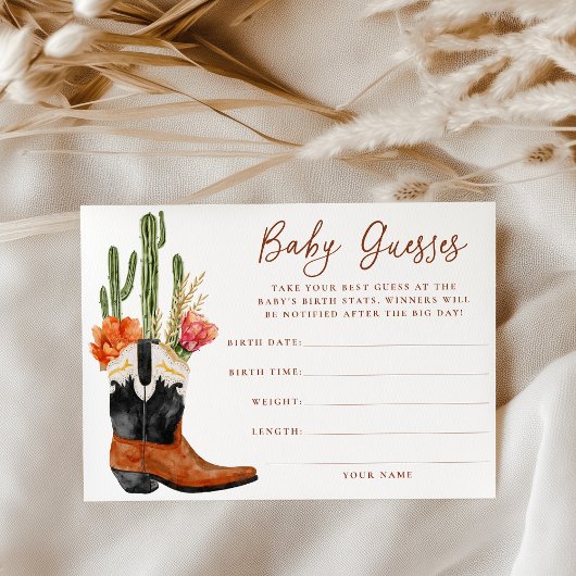 Carte de jeu de devinette bébé Bottes Western Aqua