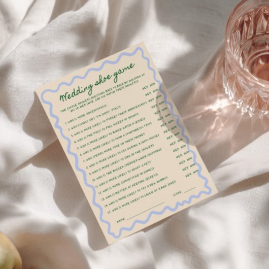 Carte de jeu de devinette de mariage avec écriture