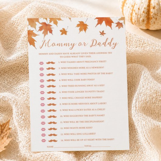 Carte de jeu de devinette pour Baby Shower d'autom