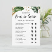 Carte de jeu de devinette tropicale pour la mariée (Debout devant)