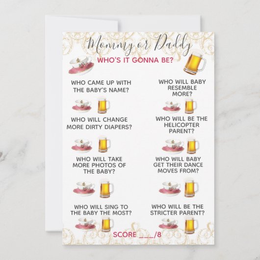 Carte de jeu de douche (Dos)