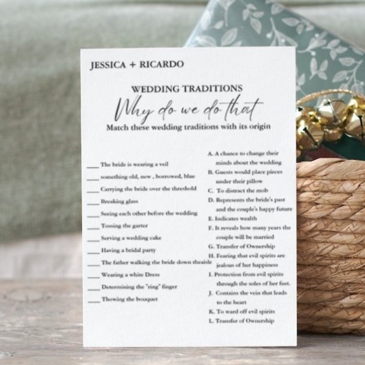 Carte de jeu de douche de la tradition mariage ver