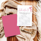 Carte de jeu de douche de mariage Blush Pink Bow W