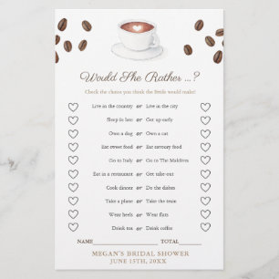 Carte de jeu de douche de mariage "Café ou autre"