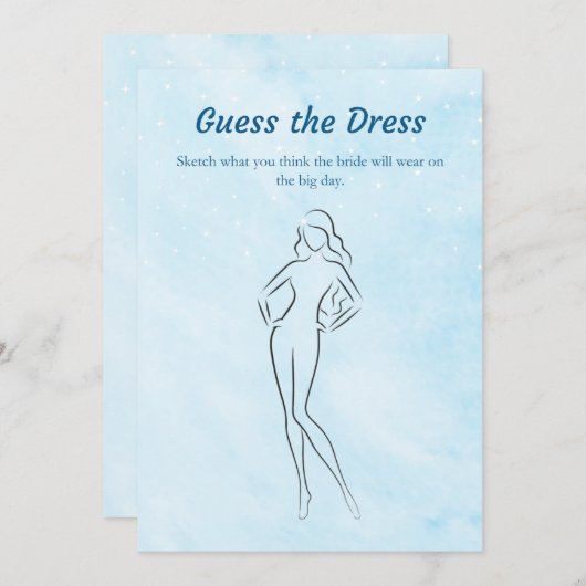 Carte de jeu de douche de mariée "Devinez la robe" (Devant / Derrière)