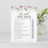 Carte de jeu de douche de mariée Il a dit, elle a (Debout devant)