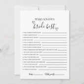 Carte de jeu de douche de mariée: Qui connaît le m (Devant)
