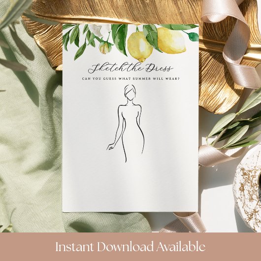 Carte de jeu de douche nuptiale « Dessinez la robe