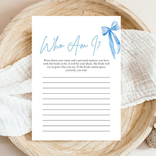 Carte de jeu de douche nuptiale Dusty Blue Bow Qui