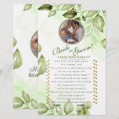 Carte de jeu de douche nuptiale verte (Devant / Derrière)
