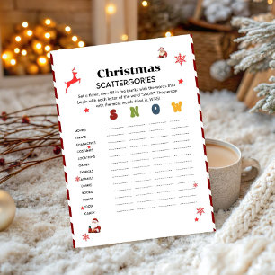 carte de jeu de fête de Noël Scattegories