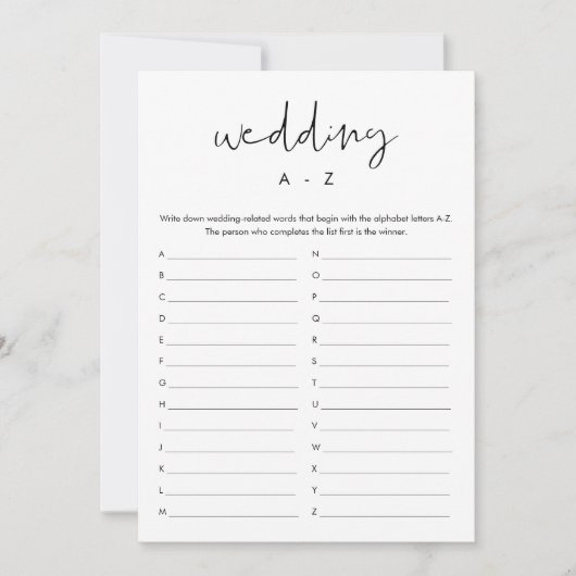 Carte de jeu de Fête des mariées A-Z Mariage STELL (Devant)