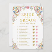 Carte de jeu de Fête des mariées Fleur sauvage de (Devant)