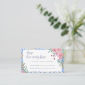 Carte de jeu de Fête des mariées Floral Blue Tile (Debout devant)