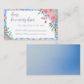 Carte de jeu de Fête des mariées Floral Blue Tile (Devant / Derrière)