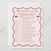 Carte de jeu de mariage Cherry pour deviner ce qu' (Devant)