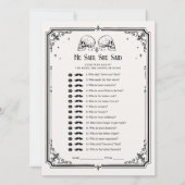 Carte de jeu de mariage gothique 'Il a dit, Elle a (Devant)