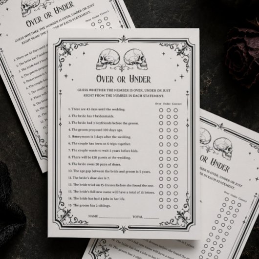 Carte de jeu de mariage Halloween Plus ou Moins