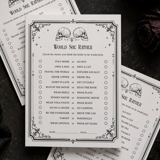 Carte de jeu de mariage Halloween 'Préférerait-ell