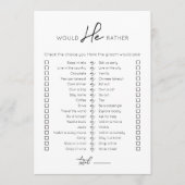 Carte de jeu de mariage modifiable "Would He Rathe (Devant)