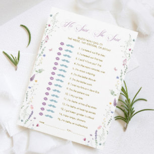 Carte de jeu de mariage papillon Il a dit Elle a d