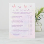 Carte de jeu de mariage papillon Over ou Under (Debout devant)