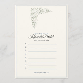 Carte de jeu de mariage Something Blue