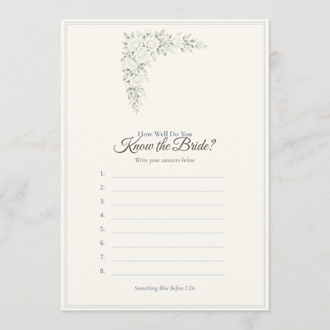 Carte de jeu de mariage Something Blue (Devant)