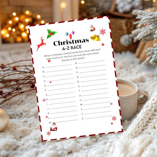 carte de jeu de mots de Noël A-Z