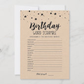 Carte de jeu de mots mêlés d'anniversaire avec rép (Devant)