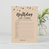 Carte de jeu de mots mêlés d'anniversaire avec rép (Debout devant)